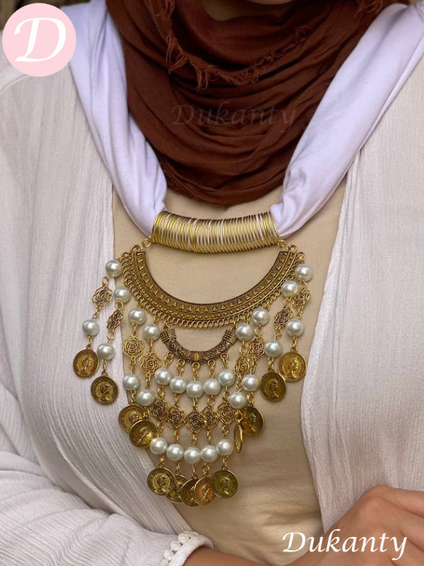 White Arabic Necklace Scarf