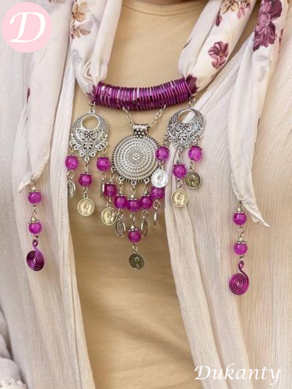 White and Purple Necklace Scarf