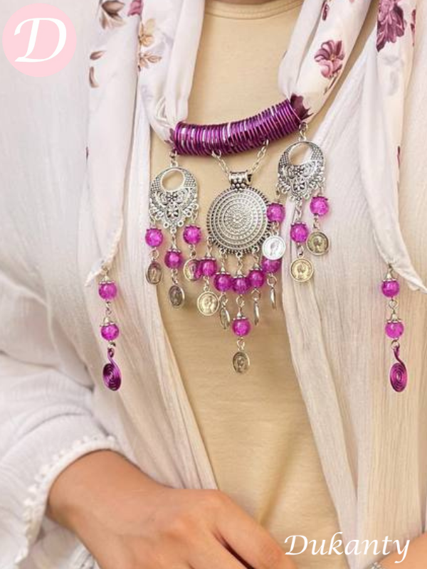 White and Purple Necklace Scarf