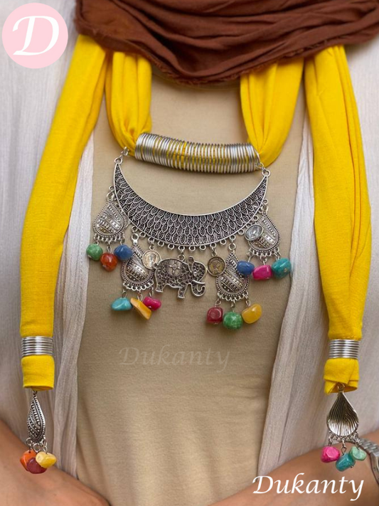 Yellow Arabic Necklace Scarf