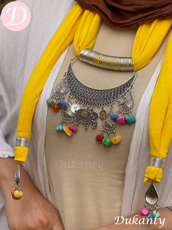 Yellow Arabic Necklace Scarf