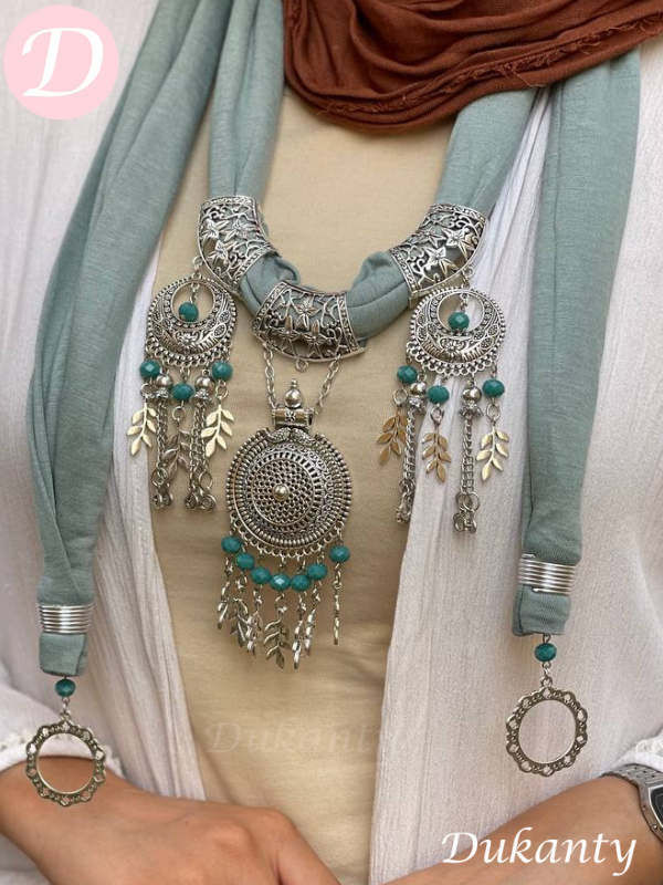 Turquoise Arabic Necklace Scarf