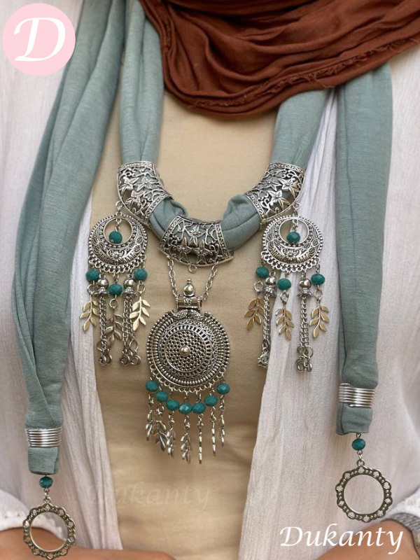 Turquoise Arabic Necklace Scarf