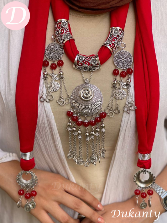 Red Magnificent Necklace Scarf