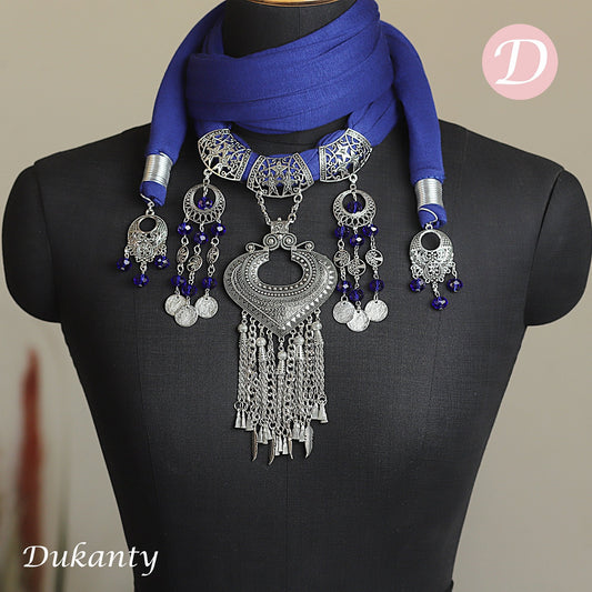 Blue Arabic Necklace Scarf